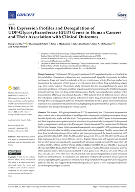 (UGT) Genes in Human Cancers and Their Association with Clinical Outcomes