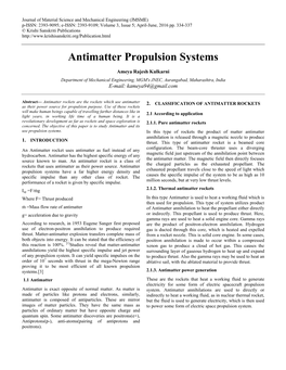 Antimatter Propulsion Systems