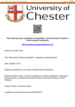 This Work Has Been Submitted to Chesterrep – the University of Chester's Online Research Repository