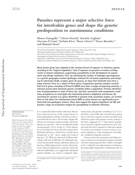 Parasites Represent a Major Selective Force for Interleukin Genes and Shape the Genetic Predisposition to Autoimmune Conditions