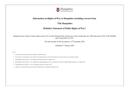 The Hampshire Definitive Statement of Public Rights Of