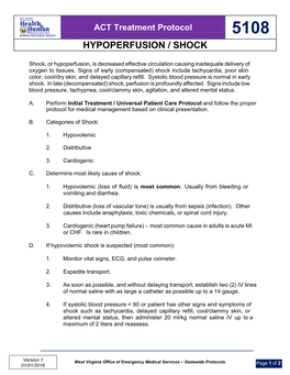 Hypoperfusion / Shock