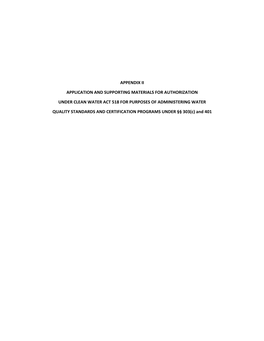 Appendix Ii Application and Supporting Materials for Authorization Under Clean Water Act 518 for Purposes of Administering Wate