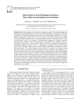 Observations at Terrestrial Impact Structures: Their Utility in Constraining Crater Formation