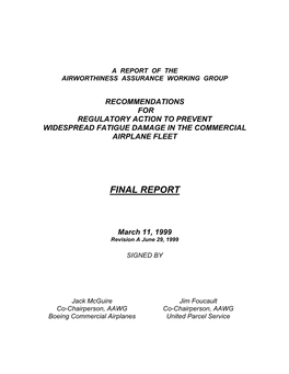 ARAC AAWG Widespread Fatigue Damage Final Report
