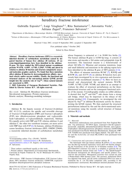 Structural and Functional Analysis of Aldolase B Mutants Related To