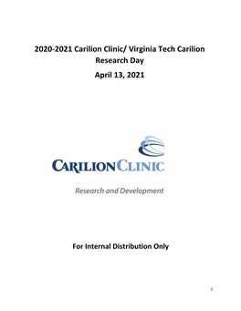 Virginia Tech Carilion Research Day April 13, 2021