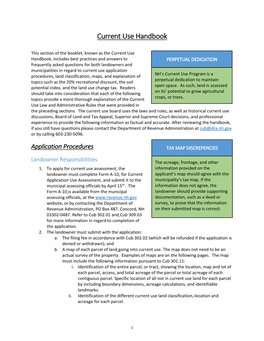 Current Use Handbook (PDF)