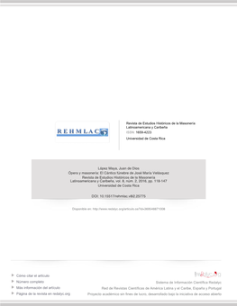Ópera Y Masonería: El Cántico Fúnebre De José María Velásquez Revista De Estudios Históricos De La Masonería Latinoamericana Y Caribeña, Vol