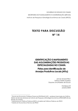 Texto Para Discussão Nº 14