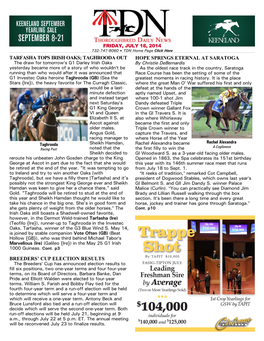 Taghrooda out Breeders' Cup Election Results Hope Springs Eternal at Saratoga