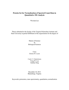 Protein Set for Normalization of Spectral Count Data in Quantitative MS Analysis