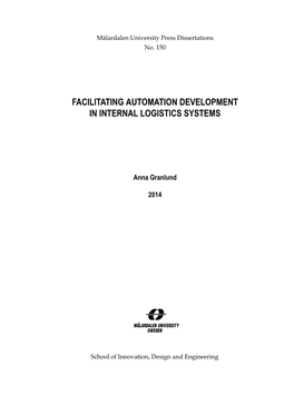 Facilitating Automation Development in Internal Logistics Systems