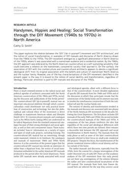 Handymen, Hippies and Healing: Social Transformation +LVWRULHV Through the DIY Movement (1940S to 1970S) in North America