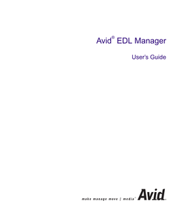 Avid EDL Manager User's Guide