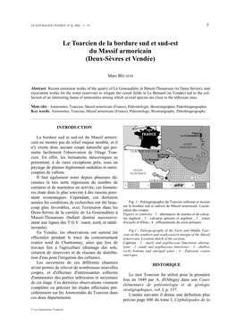 Le Toarcien De La Bordure Sud Et Sud-Est Du Massif Armoricain (Deux-Sèvres Et Vendée)