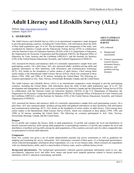 Adult Literacy and Lifeskills Survey (ALL)