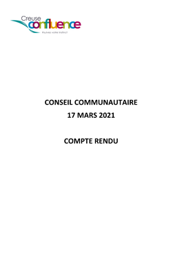 Conseil Communautaire Du 17 03 2021