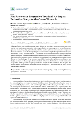 Flat-Rate Versus Progressive Taxation? an Impact Evaluation Study for the Case of Romania