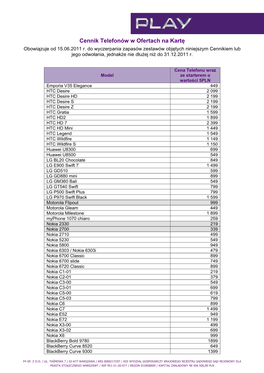 Cennik Telefonów W Ofertach Na Kartę