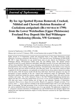 Journal of Taphonomy VOLUME 4 (ISSUE 4)