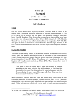 1 Samuel 2015 Edition Dr