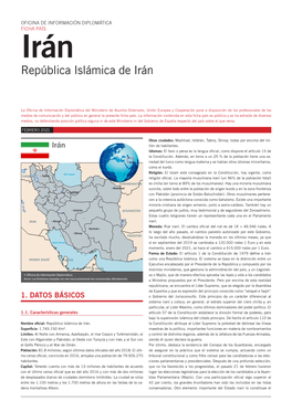 FICHA PAÍS Irán República Islámica De Irán