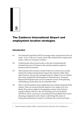 Chapter:8 the Canberra International Airport and Employment Location