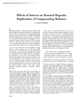 Effects of Interest on Demand Deposits: Implications of Compensating Balances