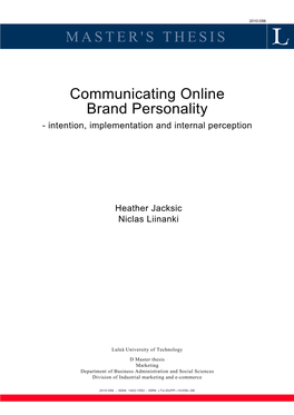 MASTER's THESIS Communicating Online Brand Personality