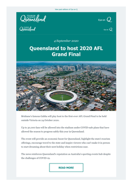 Queensland to Host 2020 AFL Grand Final