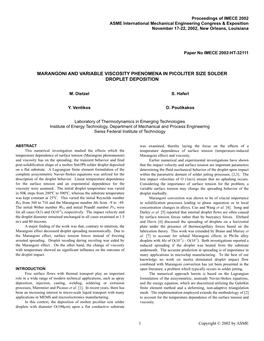 Marangoni and Variable Viscosity Phenomena in Picoliter Size Solder Droplet Deposition