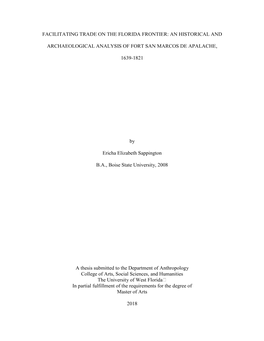 An Historical and Archaeological Analysis of Fort San Marcos De Apalache, 1639-1821