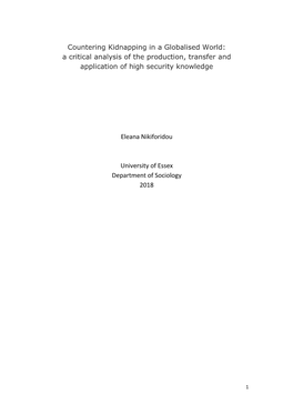 Countering Kidnapping in a Globalised World: a Critical Analysis of the Production, Transfer and Application of High Security Knowledge