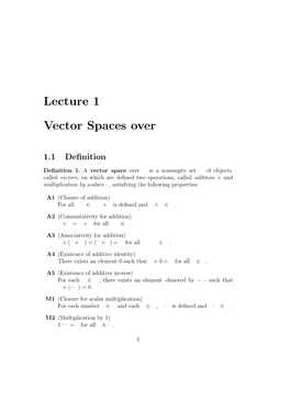 Vector Spaces Over R