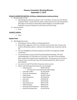 Finance Committee Meeting Minutes September 5, 2019