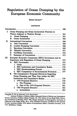 Regulation of Ocean Dumping by the European Economic Community