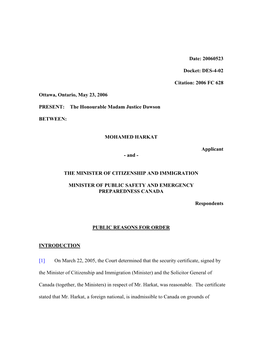 Date: 20060523 Docket: DES-4-02 Citation: 2006 FC 628 Ottawa