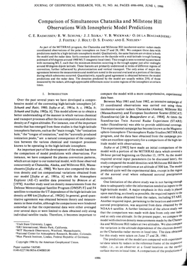 Comparison of Simultaneous Chatanika and Millstone Hill Observations with Ionospheric Model Predictions