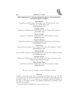 The Periodicity of Nim-Sequences in Two-Element Subtraction Games1