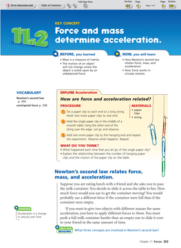 Force and Mass Determine Acceleration