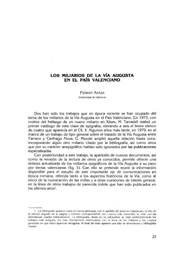 Los Miliarios De La Vía Augusta En El País Valenciano