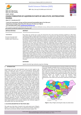 Earth Sciences Pakistan (ESP) 2(1) (2018)