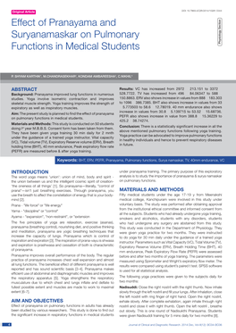 Effect of Pranayama and Suryanamaskar on Pulmonary Functions in Medical Students Physiology Section