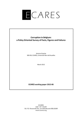 Corruption in Belgium: a Policy Oriented Survey of Facts, Figures and Failures