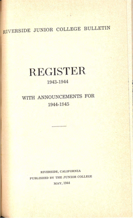 REGISTER I I T 1"1 ~, I 1943-1944 R