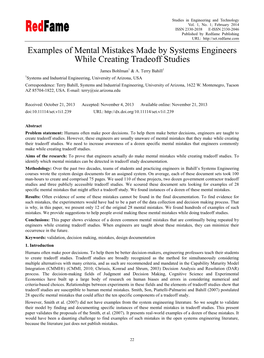 Examples of Mental Mistakes Made by Systems Engineers While Creating Tradeoff Studies