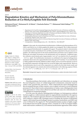 Degradation Kinetics and Mechanism of Polychloromethanes Reduction at Co-Mos2/Graphite Felt Electrode