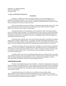 A Study on Honduran Education Introduction