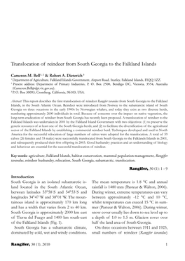 Translocation of Reindeer from South Georgia to the Falkland Islands